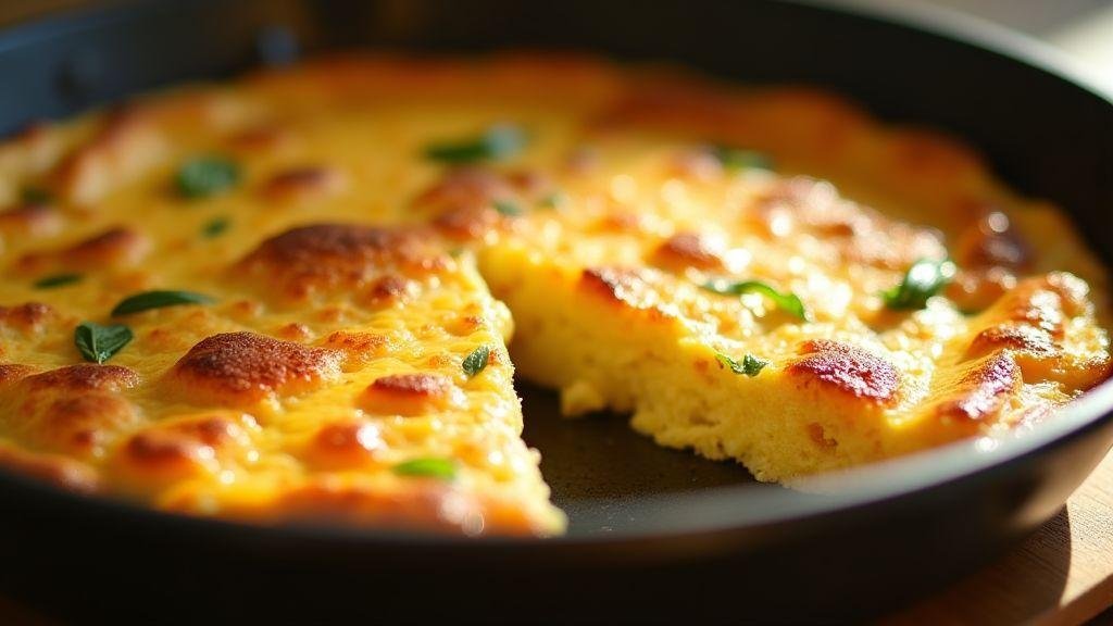 An irresistibly creamy and fluffy oven-baked omelet, ready with just a few ingredients and prepared directly in a baking dish.