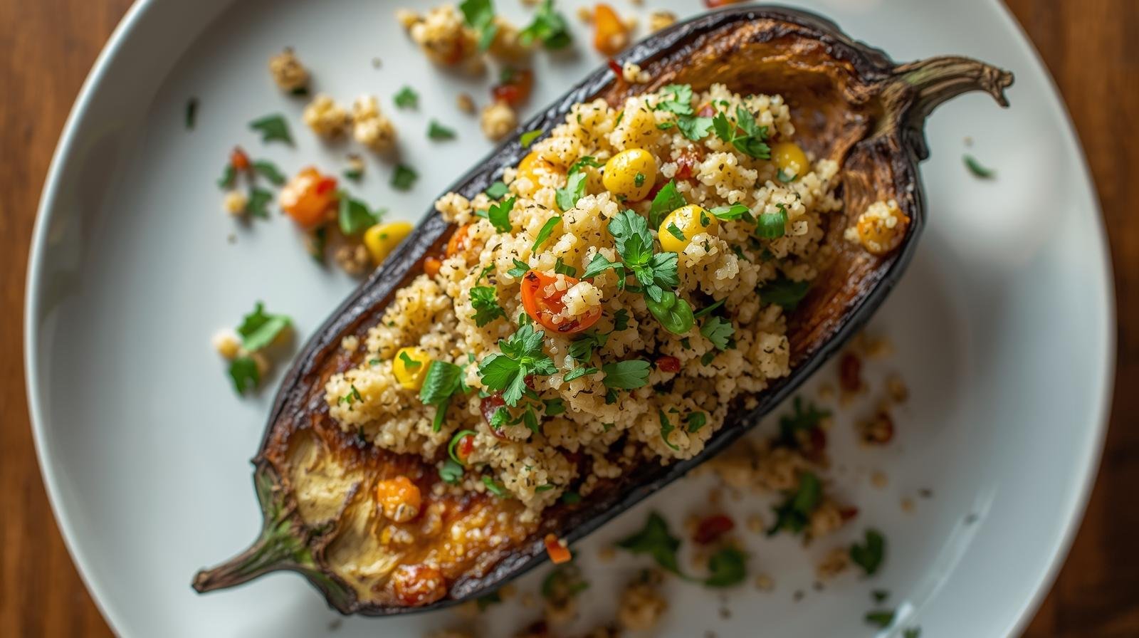 Stuffed Eggplant with Quinoa and Tomato