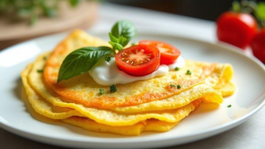 Egg white omelet with spinach and tomato.