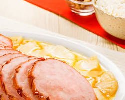 Tenderloin with incredibly juicy and tender pineapple sauce.