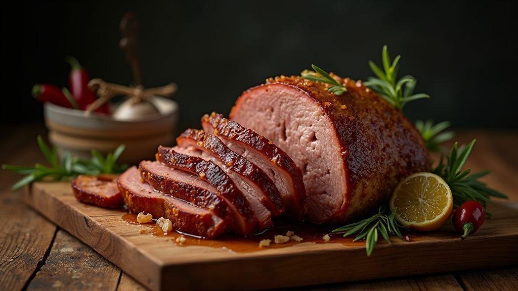 Tender and juicy roasted pork leg